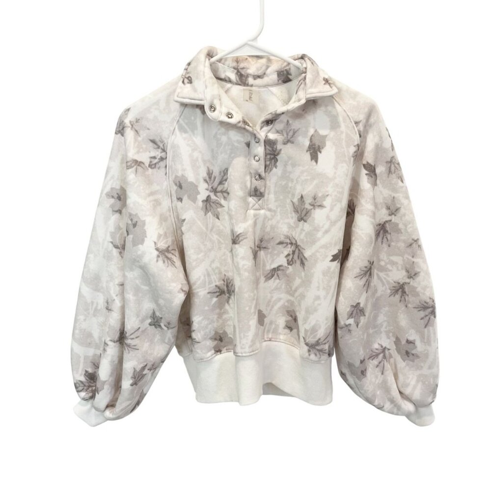 Altar'd State AS Revival Gray Camo Puff Sleeve Sweatshirt Snap - Size XS